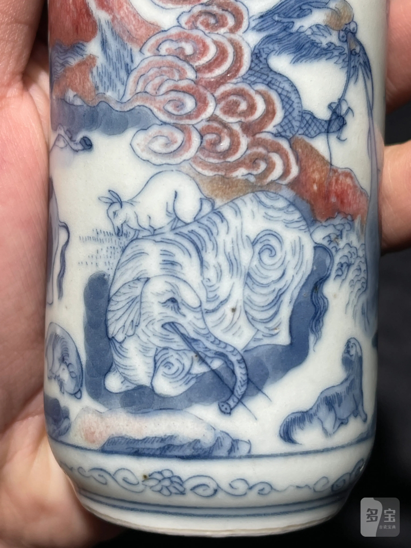 清中期 青花釉里红十二生肖纹鼻烟母壶 - 图6